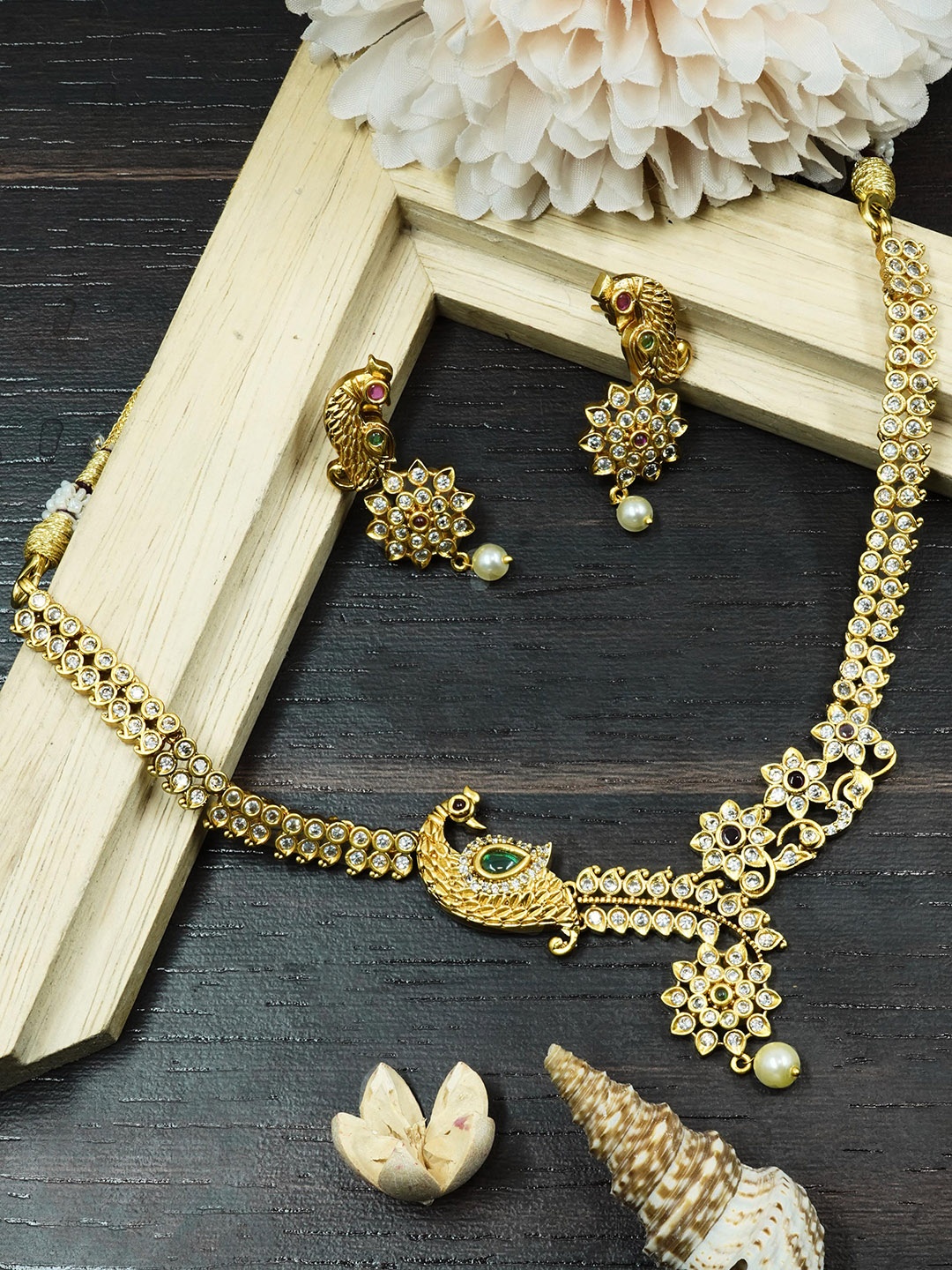 

GRIIHAM Gold-Plated AD-Studded Jewellery Set
