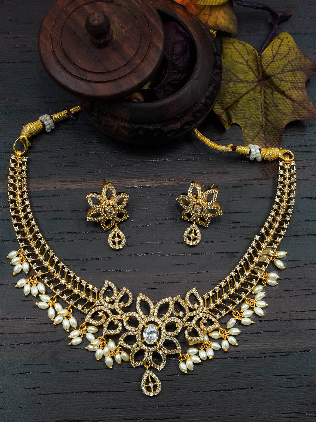 

GRIIHAM Gold-Plated CZ Studded Jewellery Set