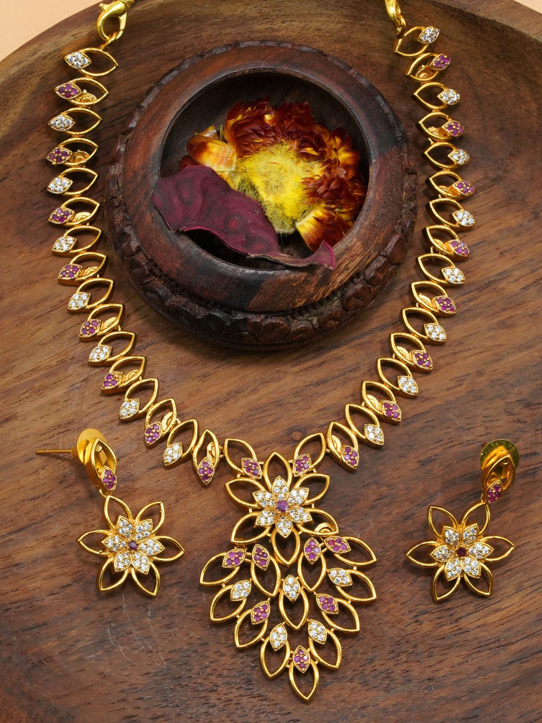 

GRIIHAM Gold-Plated CZ-Studded Jewellery Set