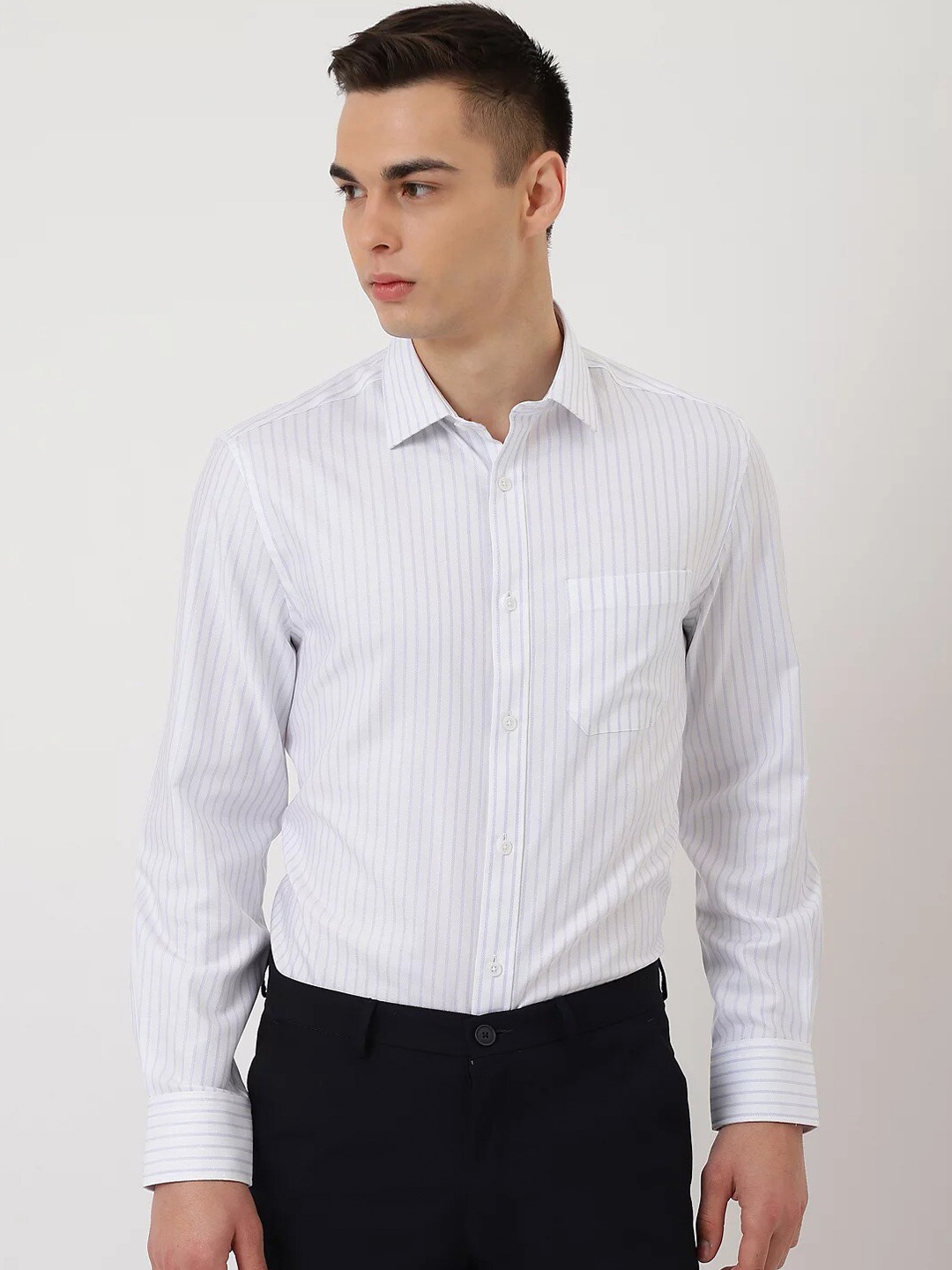 

Marks & Spencer Striped Pure Cotton Fprmal Shirt, White