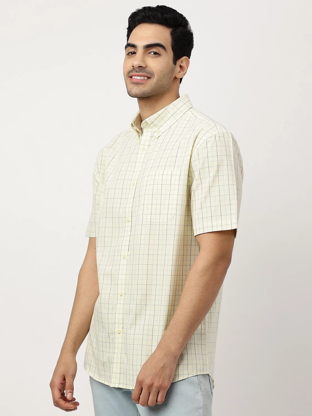 

Marks & Spencer Grid Tattersall Checked Button-Down Collar Cotton Casual Shirt, Yellow