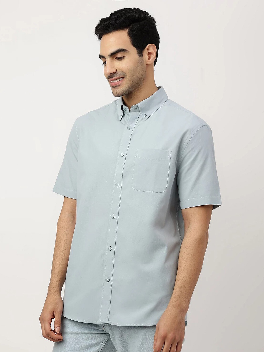 

Marks & Spencer Button-Down Collar Pure Cotton Casual Shirt, Blue