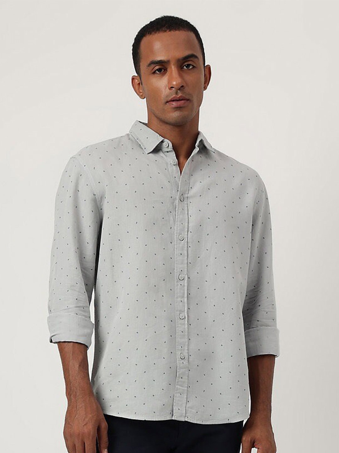 

Marks & Spencer Micro Ditsy Printed Linen Cotton Casual Shirt, Grey