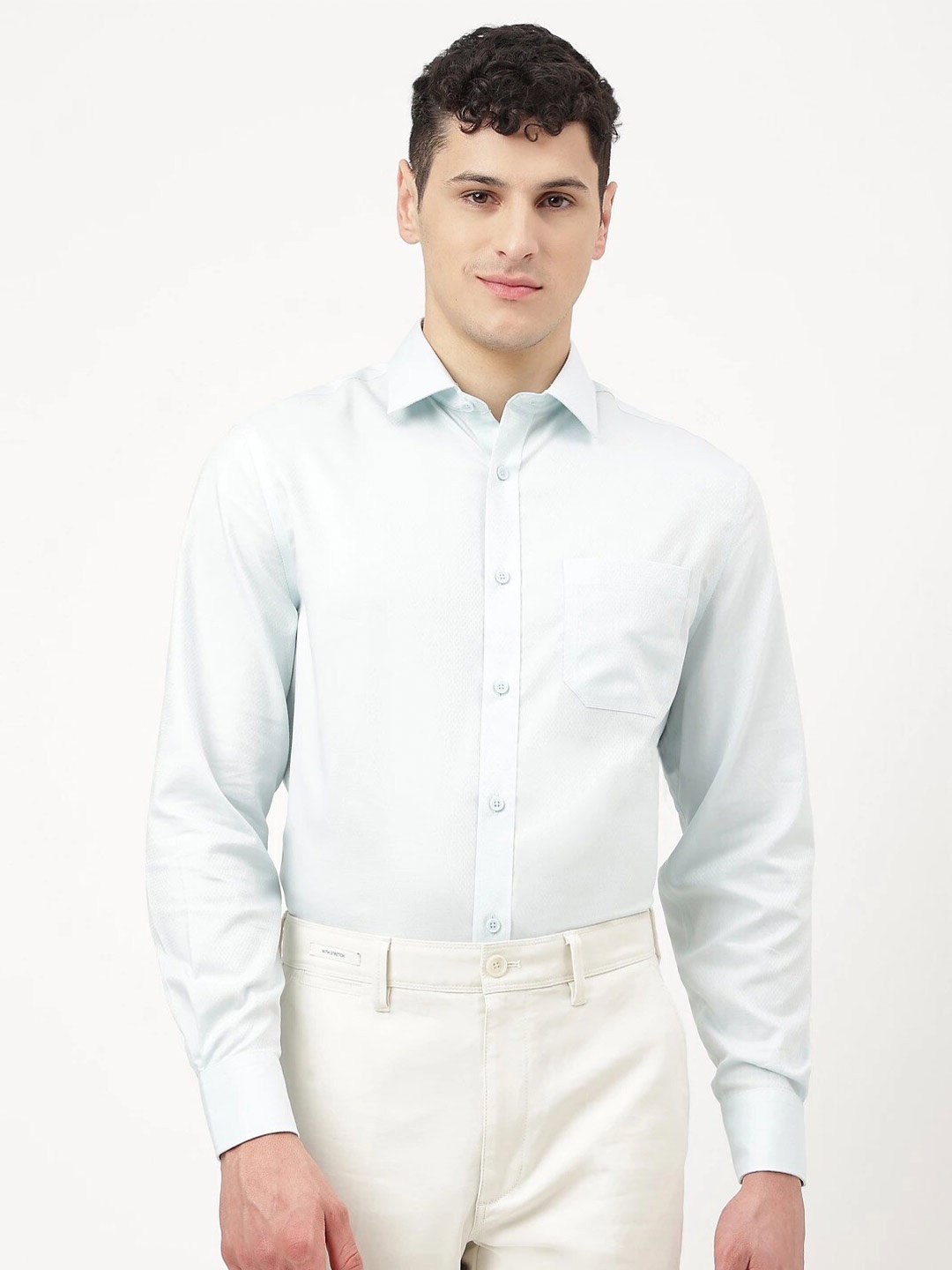 

Marks & Spencer Spread Collar Pure Cotton Formal Shirt, Green