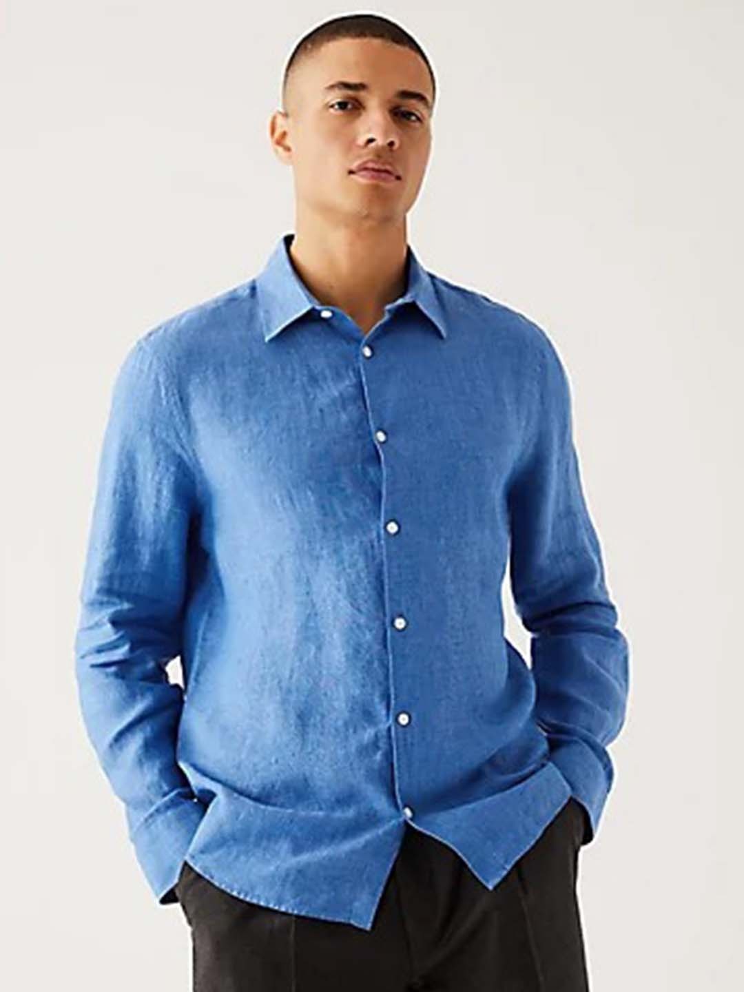 

Marks & Spencer Men Blue Opaque Casual Shirt