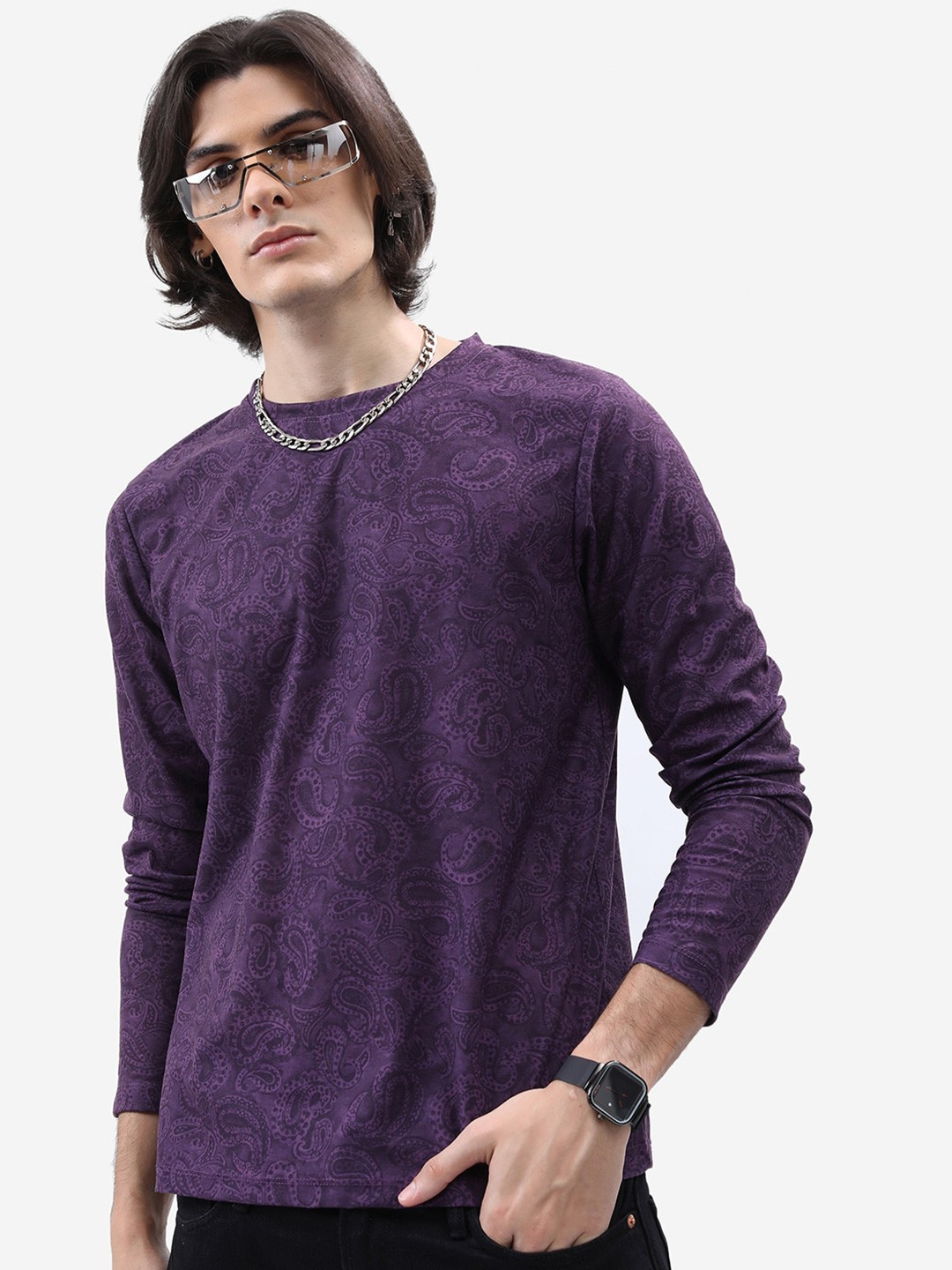 

KETCH Conversational Printed Long Sleeves T-Shirt, Purple