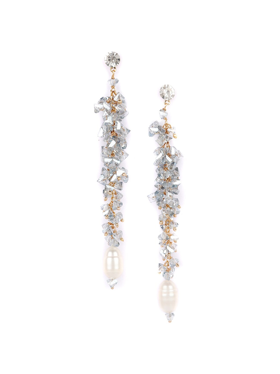 

XPNSV Rhinestone Contemporary Drop Earrings, Grey