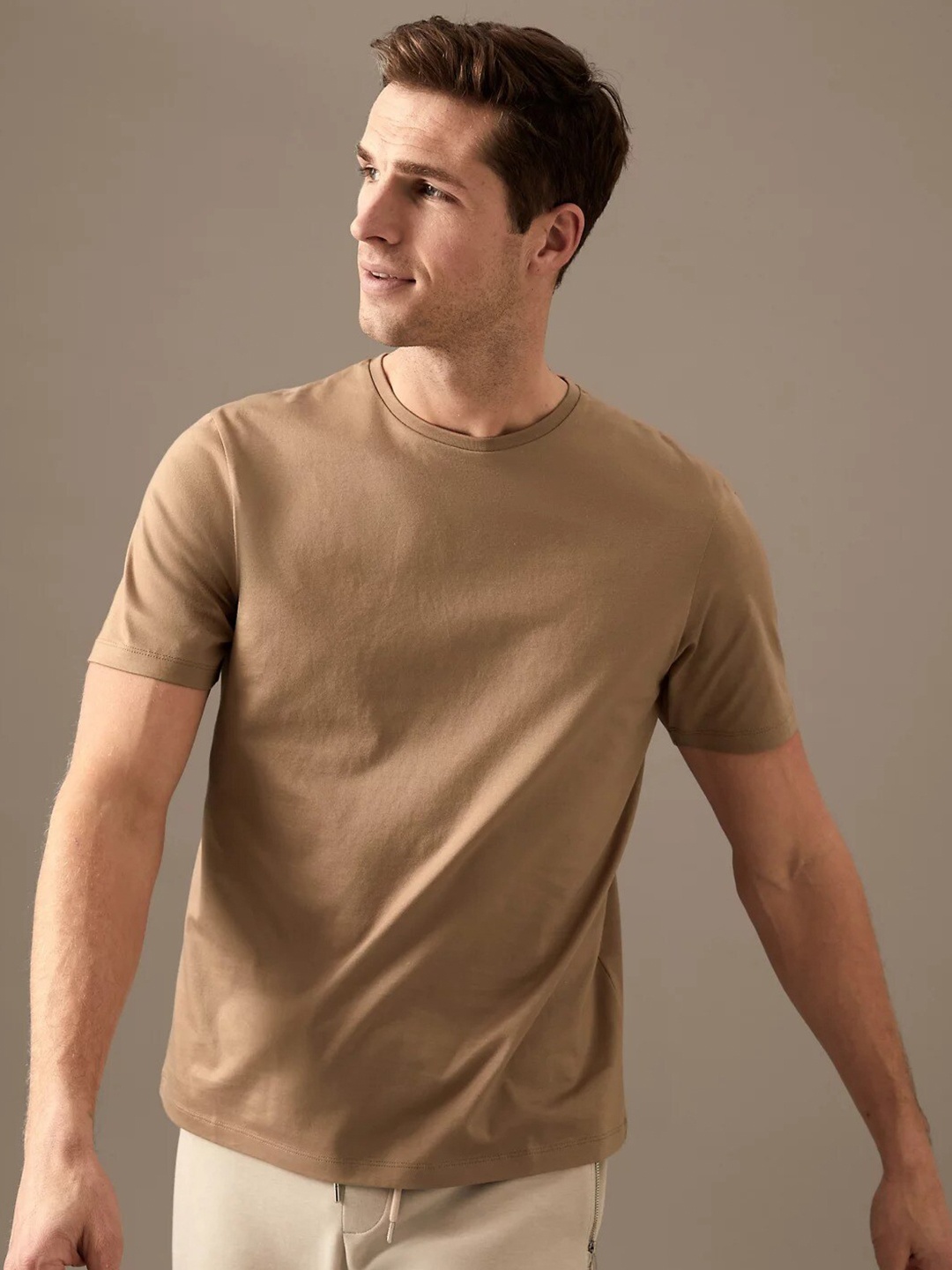 

Marks & Spencer Round Neck Pure Cotton T-Shirt, Bronze