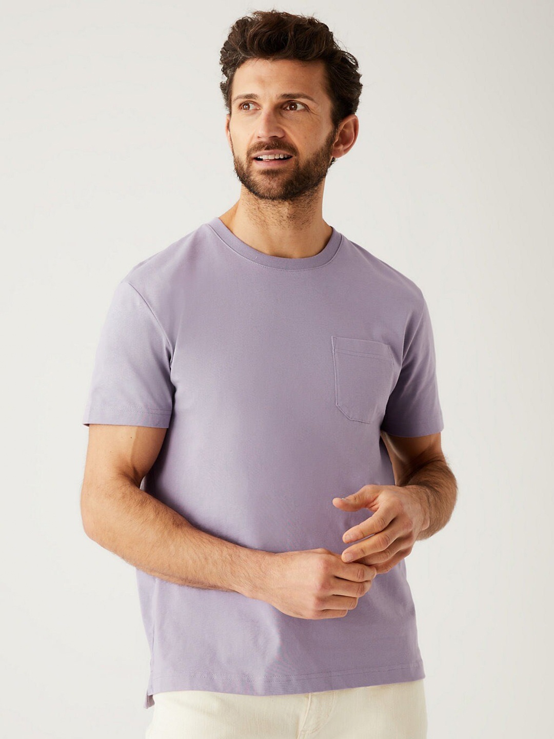 

Marks & Spencer Round Neck Cotton T-shirt, Purple