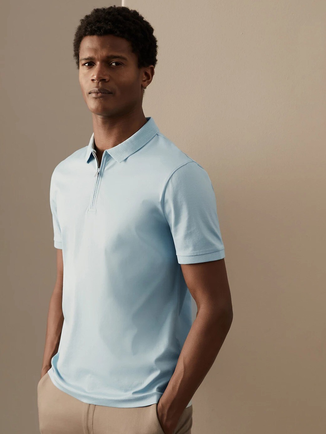 

Marks & Spencer Polo Collar Pure Cotton T-Shirt, Blue