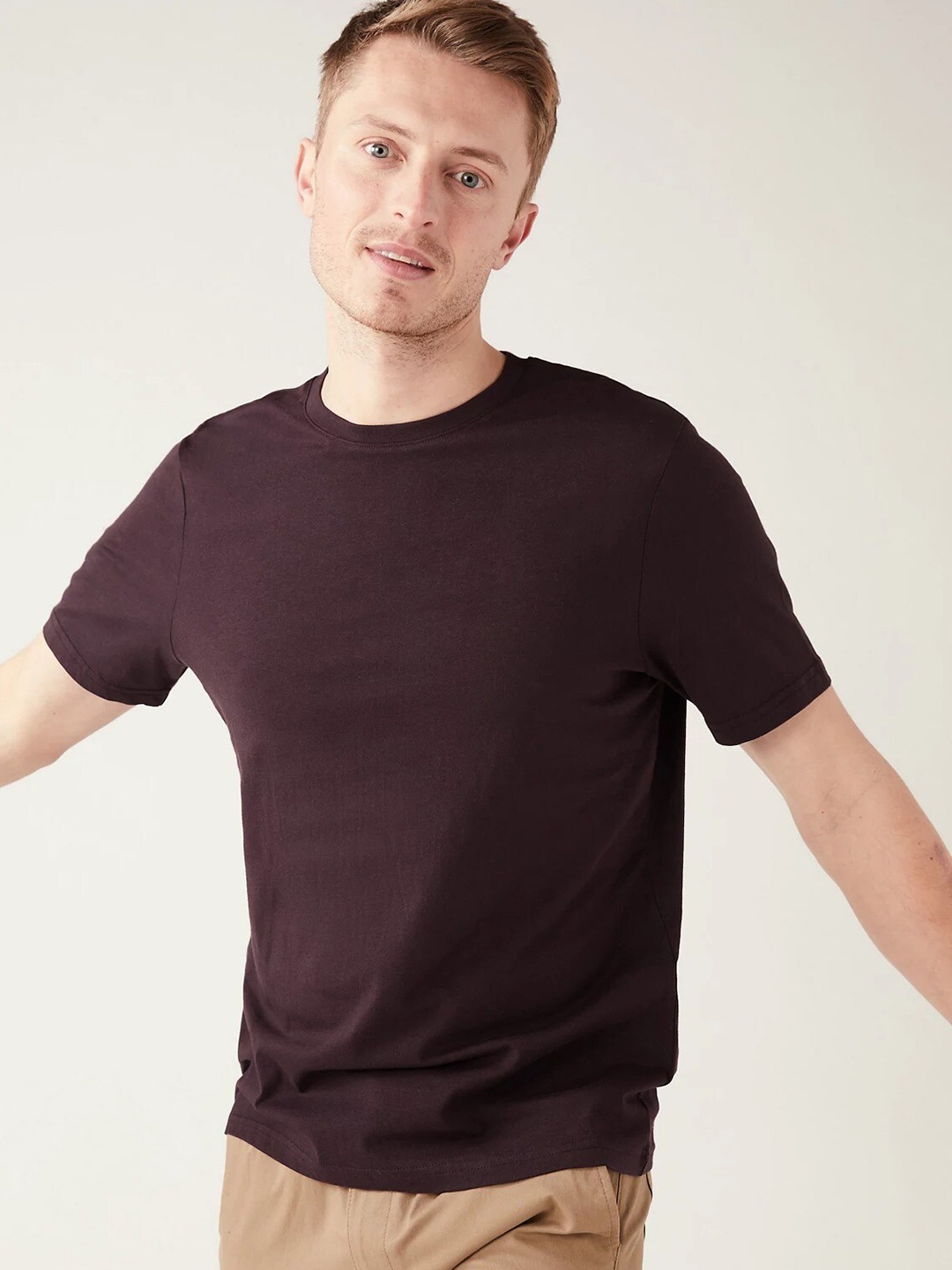 

Marks & Spencer Round Neck Cotton T-shirt, Burgundy