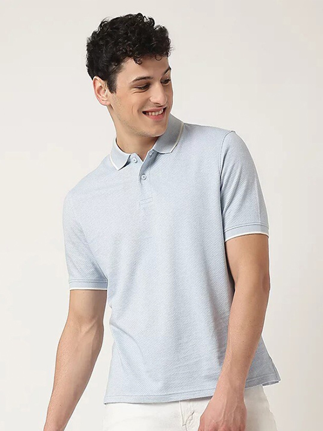 

Marks & Spencer Polo Collar Pure Cotton T-Shirt, Blue