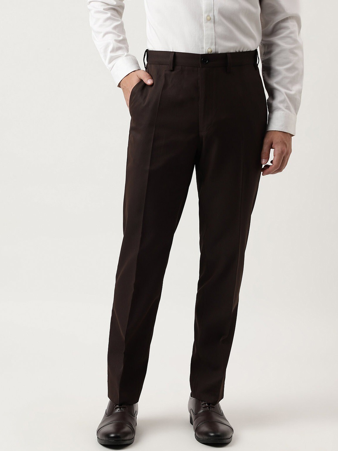 

Marks & Spencer Men Mid-Rise Formal Trousers, Brown