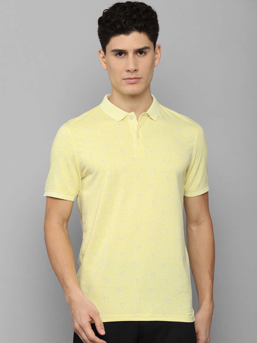 

Louis Philippe Sport Geometric Printed Polo Collar Slim Fit Pure Cotton T-Shirt, Yellow