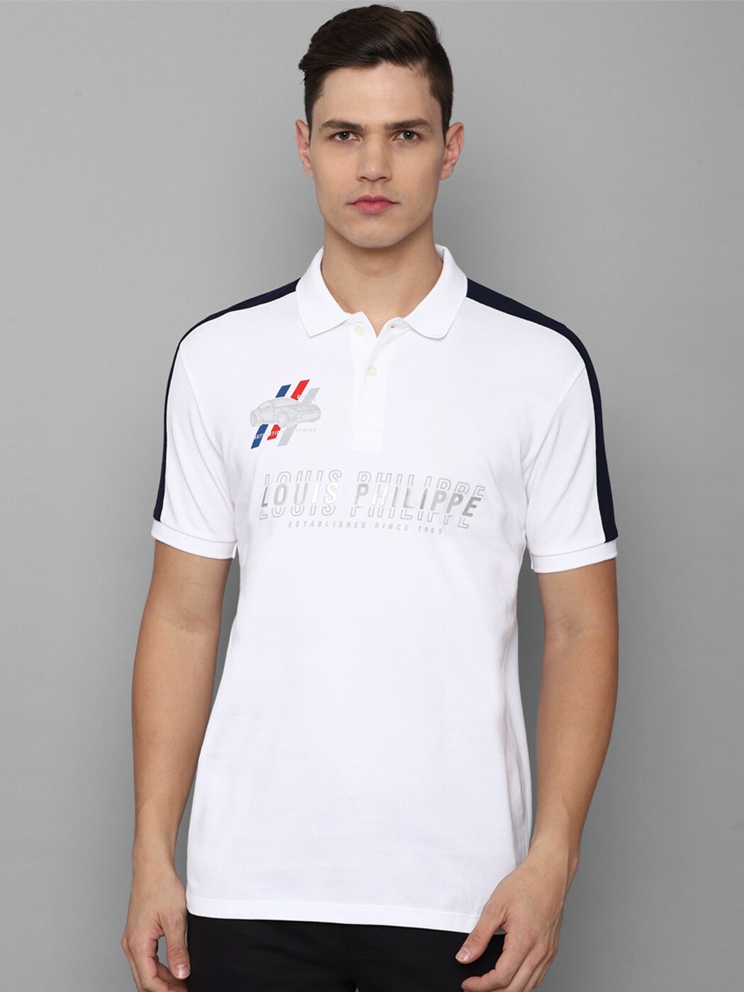 

Louis Philippe Sport Typography Polo Collar Slim Fit Cotton T-shirt, White