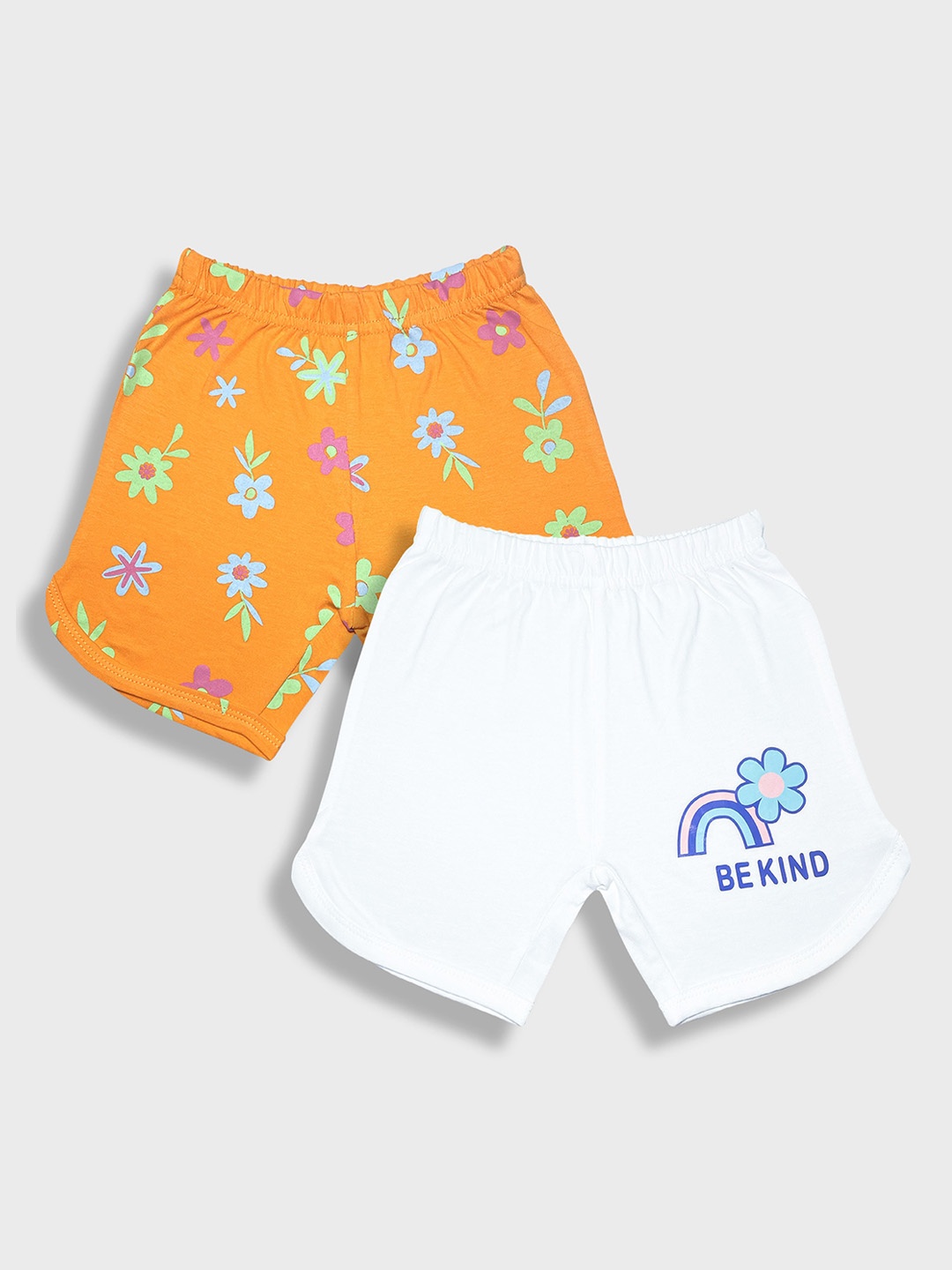 

YK Infants Girls Pack Of 2 Printed Pure Cotton Shorts, Yellow
