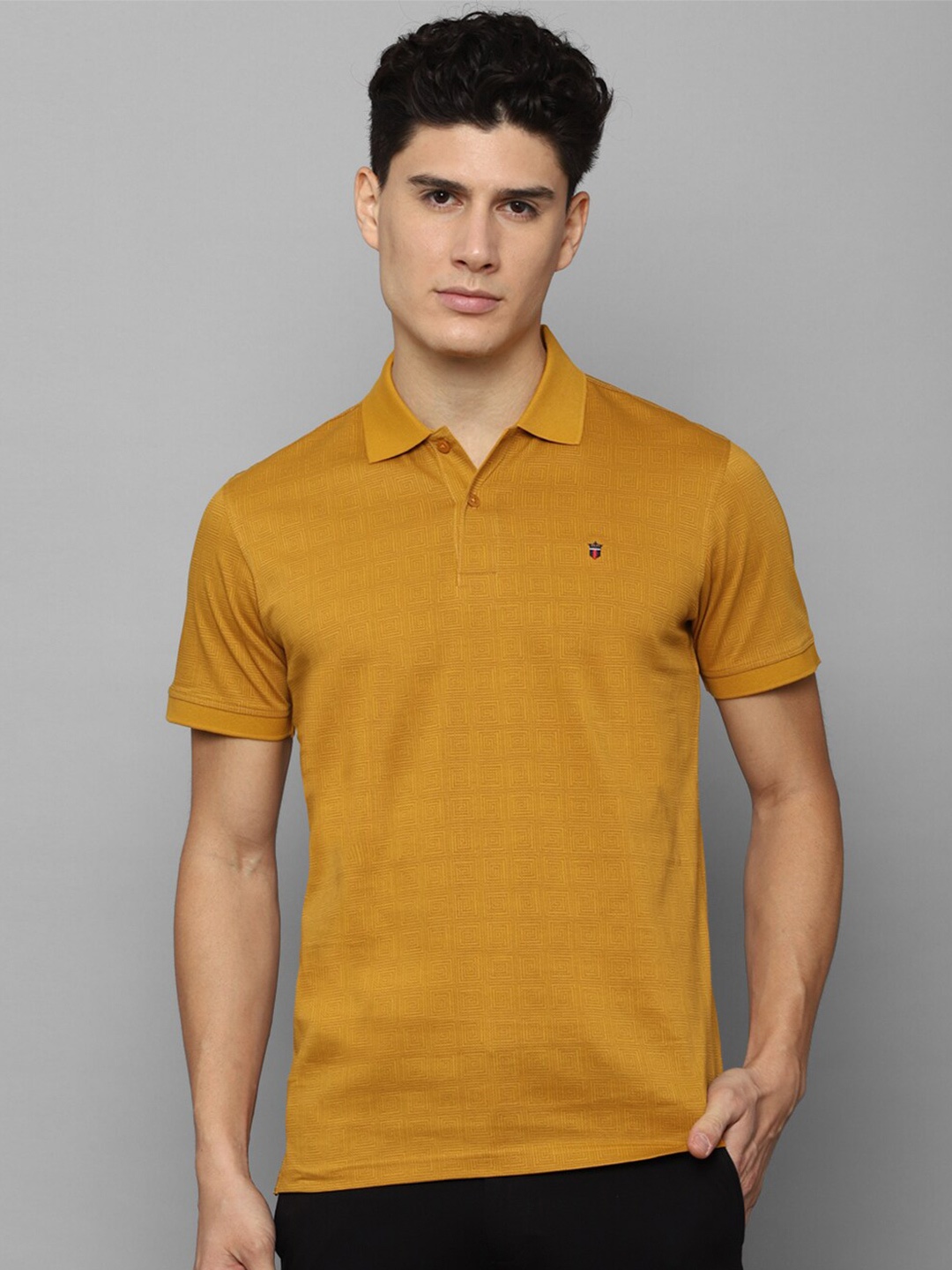 

Louis Philippe Sport Geometric Printed Polo Collar Cotton Slim Fit T-shirt, Yellow