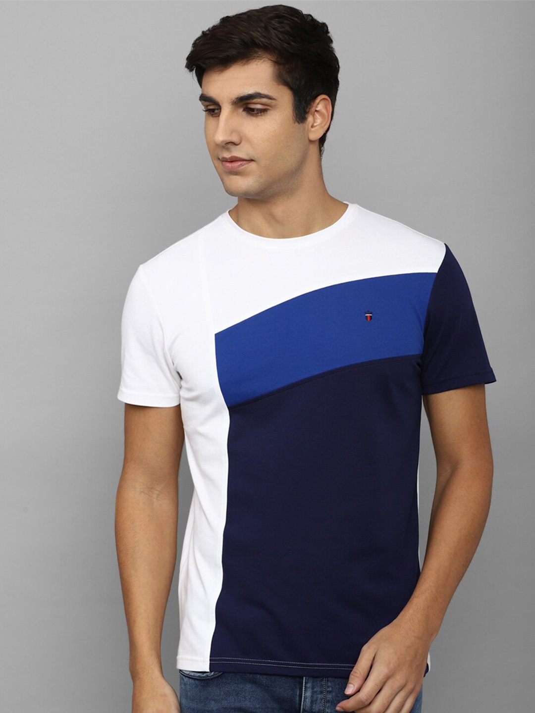 

Louis Philippe Sport Colourblocked Slim Fit Pure Cotton T-shirt, White