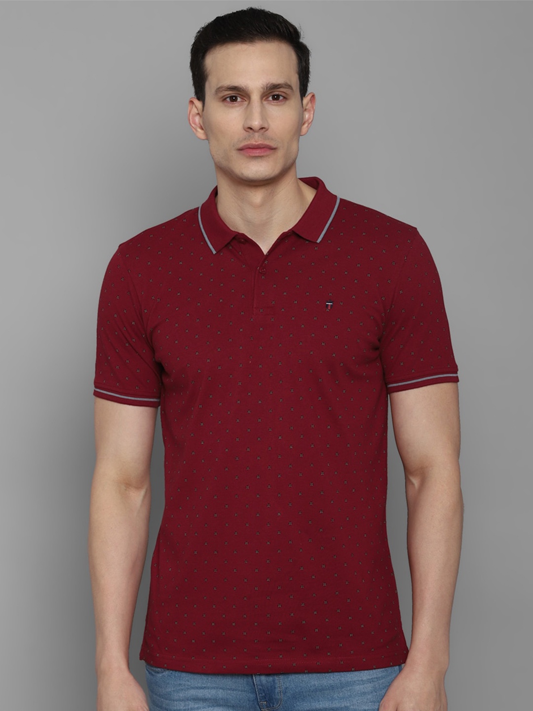 

Louis Philippe Sport Polo Collar Cotton Slim Fit T-shirt, Maroon