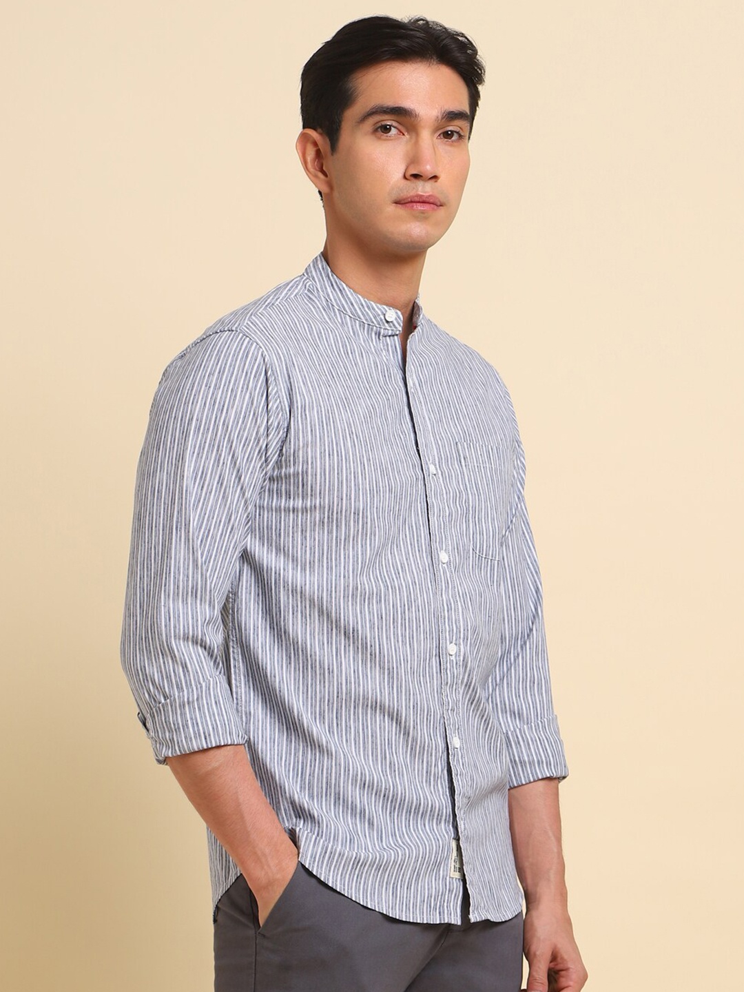

Dennis Lingo Comfort Slim Fit Striped Pure Cotton Casual Shirt, Off white