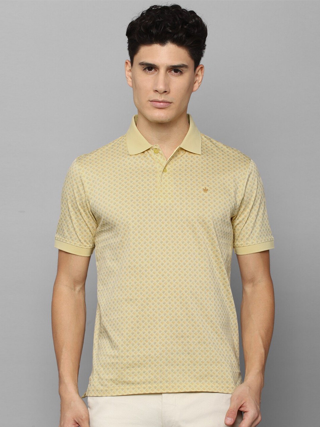 

Louis Philippe Geometric Printed Polo Collar Pure Cotton T-Shirt, Yellow