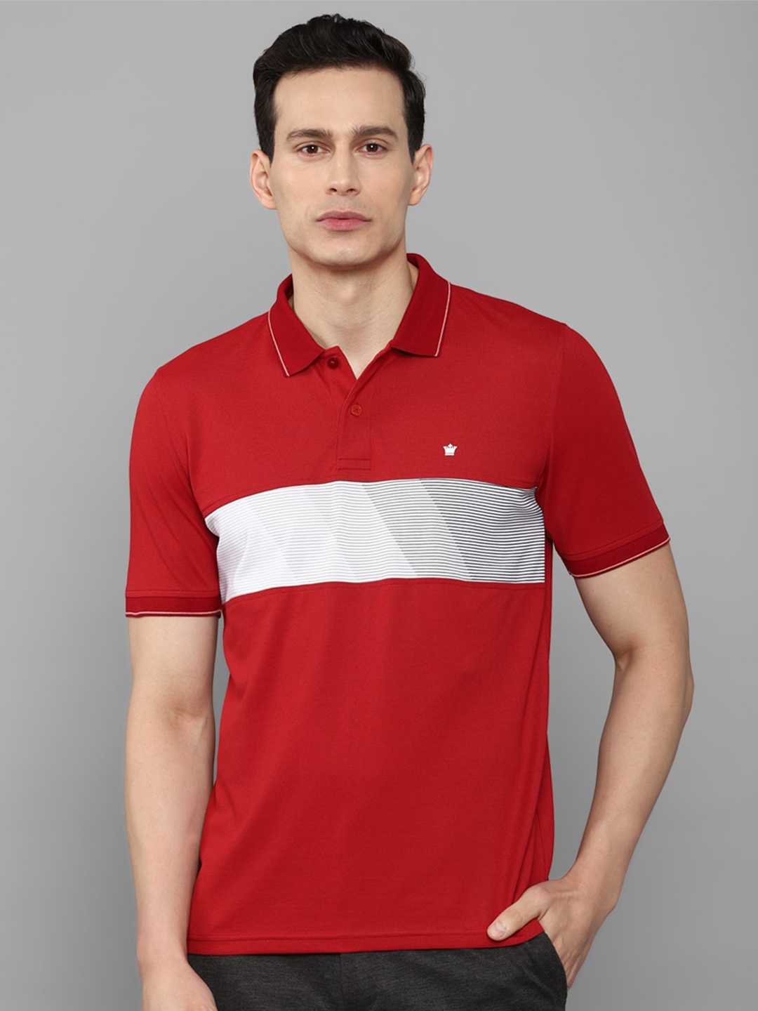 

Louis Philippe Colourblocked Polo Collar Pure Cotton T-Shirt, Red