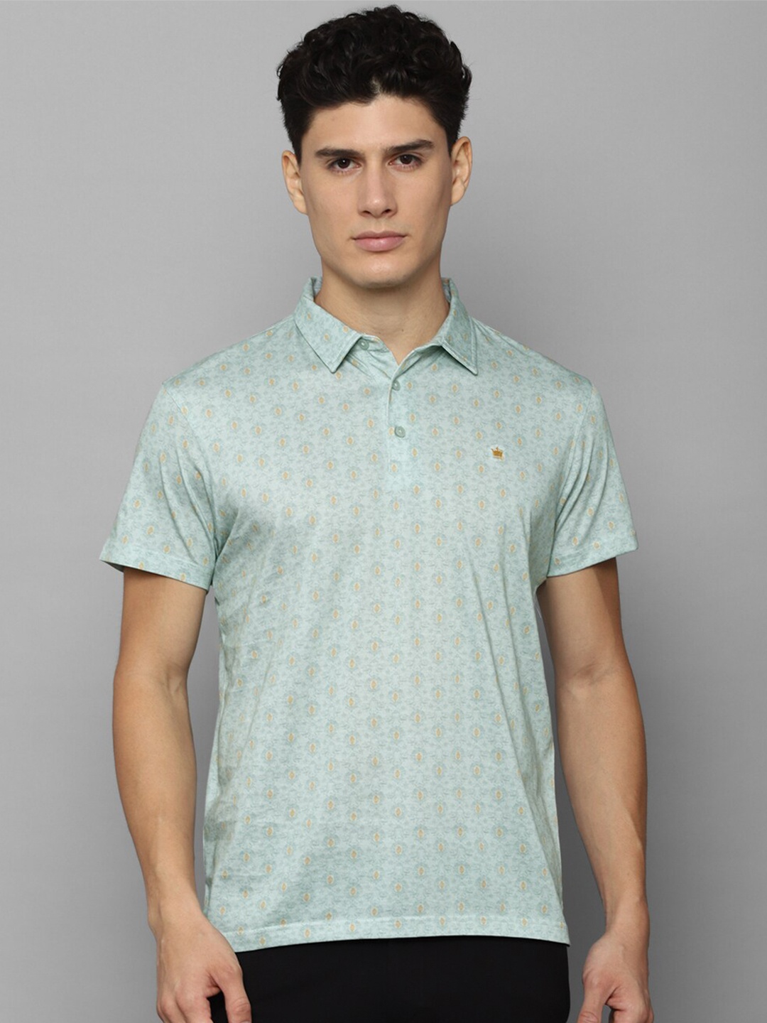 

Louis Philippe Abstract Printed Polo Collar Pure Cotton T-Shirt, Green