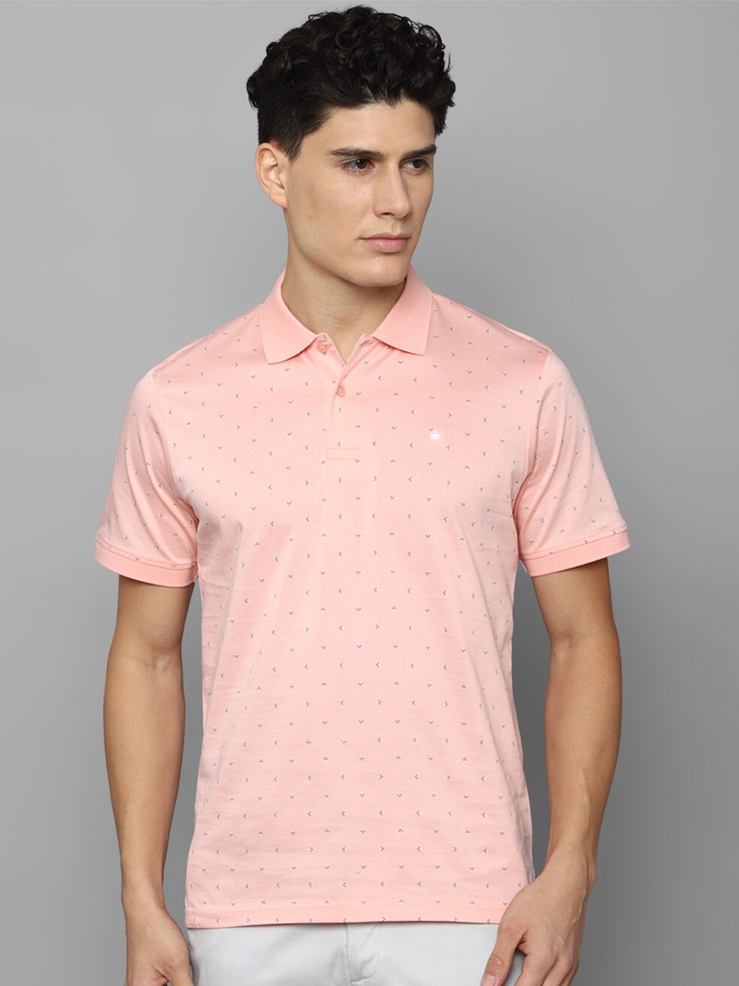 

Louis Philippe Conversational Printed Polo Collar Pure Cotton T-shirt, Peach