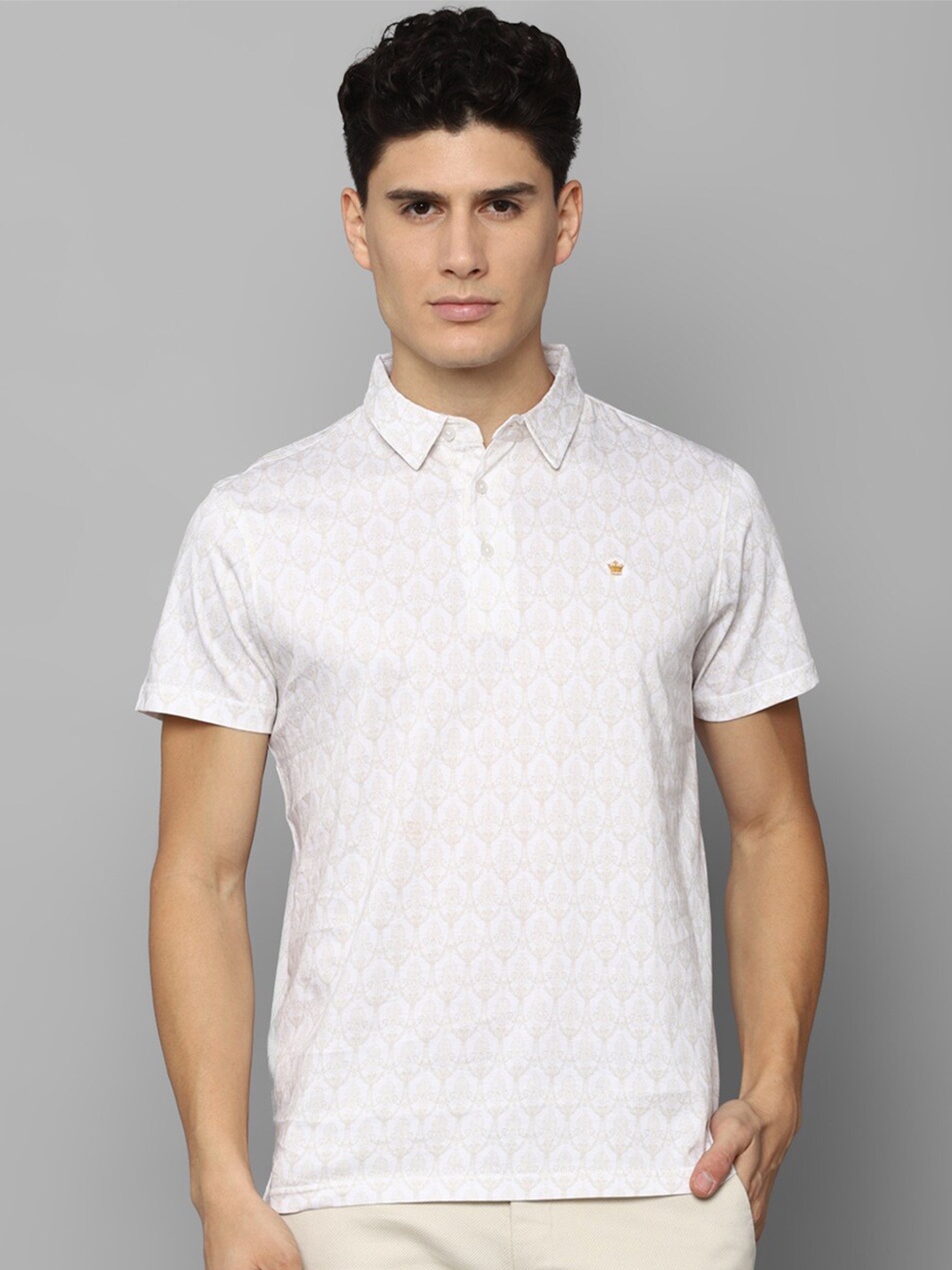 

Louis Philippe Abstract Printed Polo Collar Pure Cotton T-Shirt, White