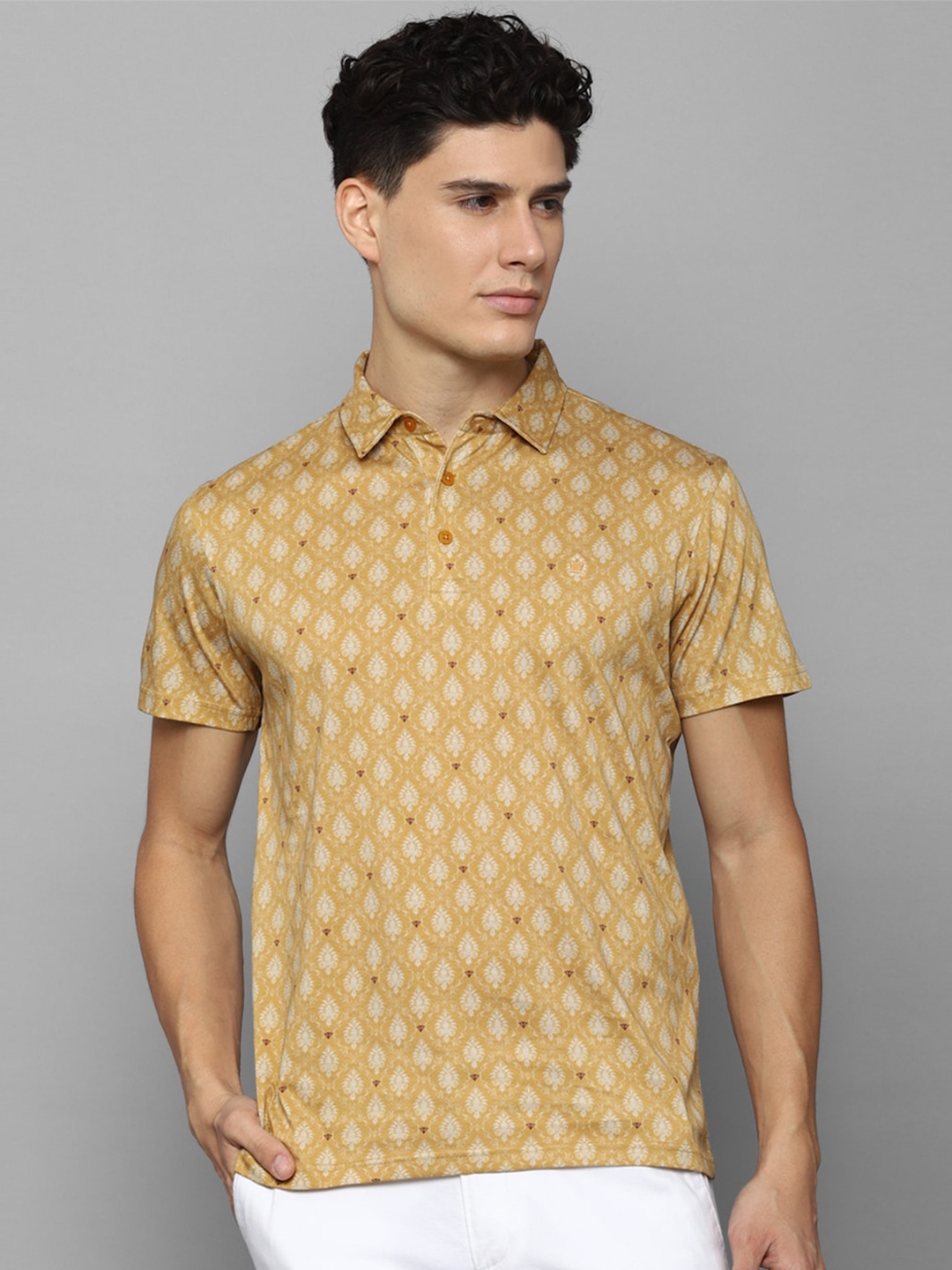 

Louis Philippe Ethnic Motifs Printed Polo Collar Pure Cotton T-Shirt, Yellow
