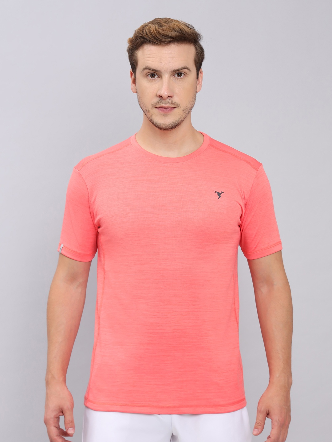 

Technosport Round Neck Slim Fit Antimicrobial T-shirt, Coral