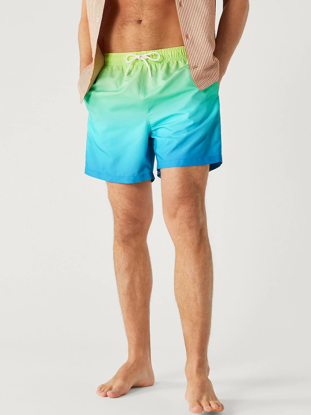 

Marks & Spencer Men Ombre Printed Swim Bottom, Blue
