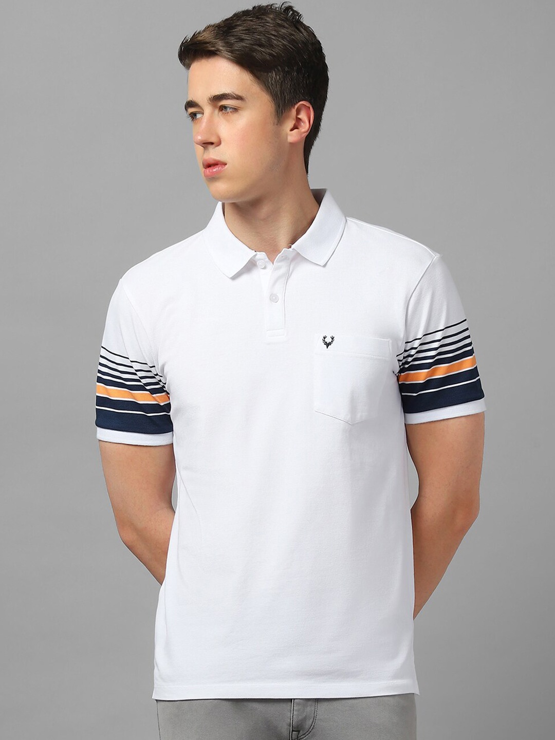 

Allen Solly Polo Collar Short Sleeves Pure Cotton T-shirt, White