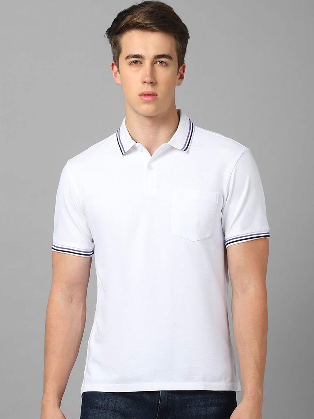 

Allen Solly Polo Collar Short Sleeves Pure Cotton T-shirt, White