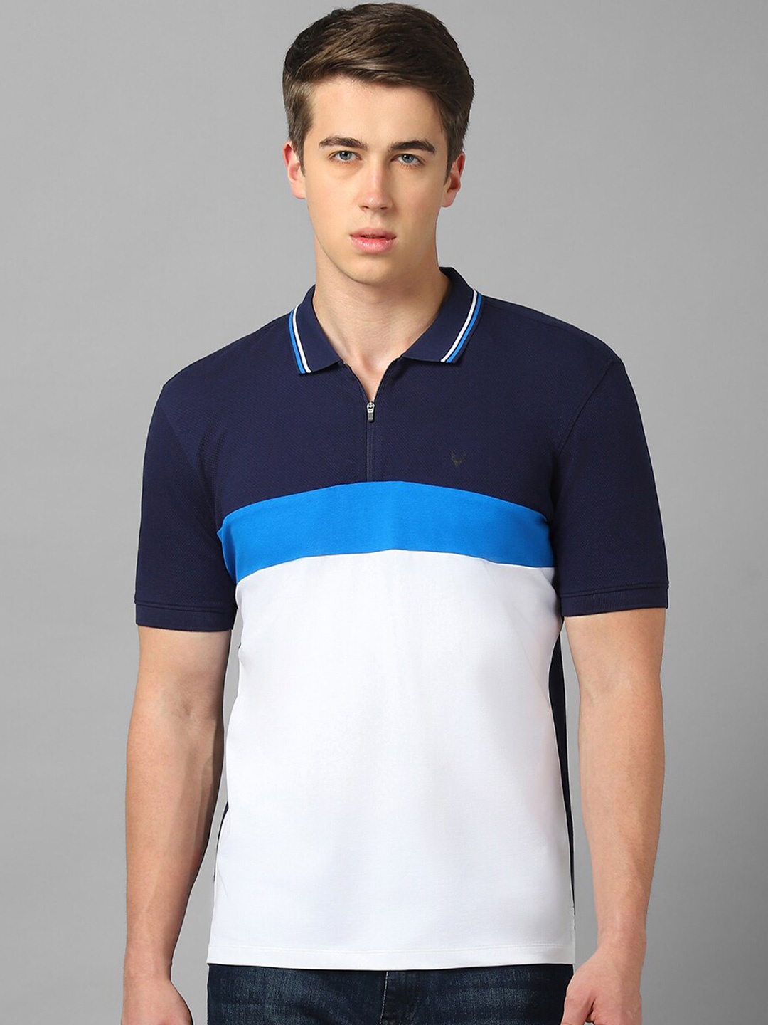 

Allen Solly Sport Colourblocked Polo Collar T-shirt, Navy blue