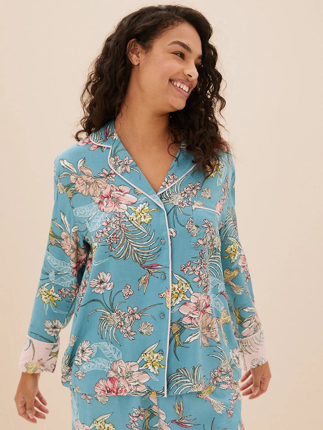 

Marks & Spencer Floral Printed Lounge Shirts, Blue