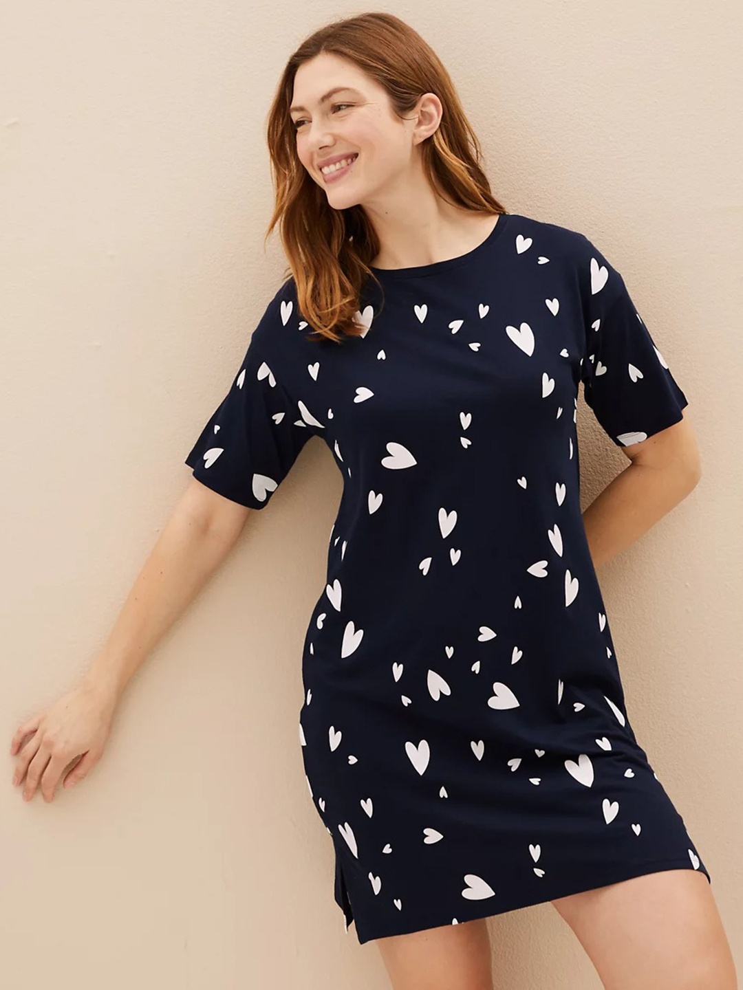 

Marks & Spencer Navy Blue Printed Nightdress