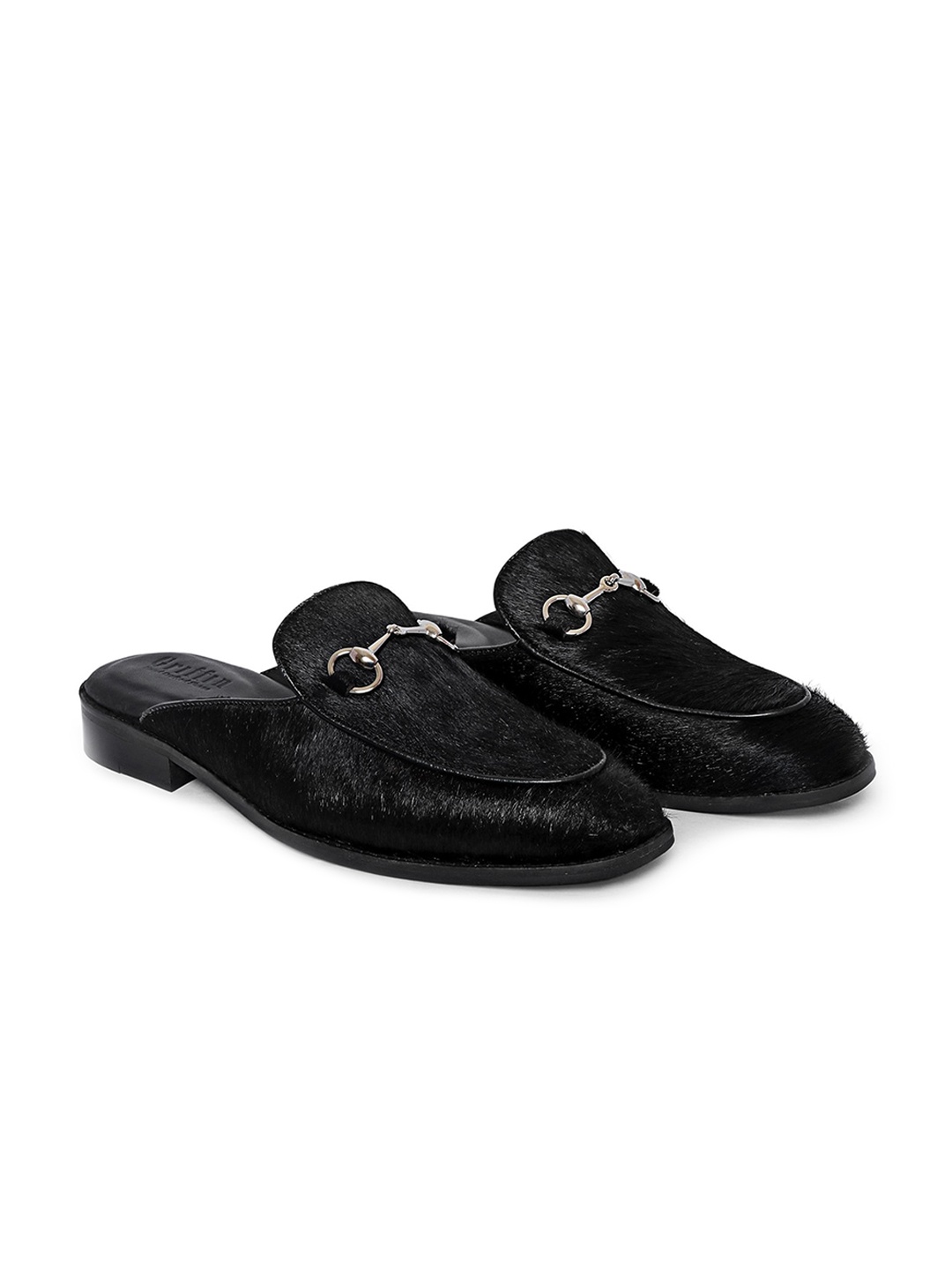 

GRIFFIN Men Buckled Leather Mules, Black