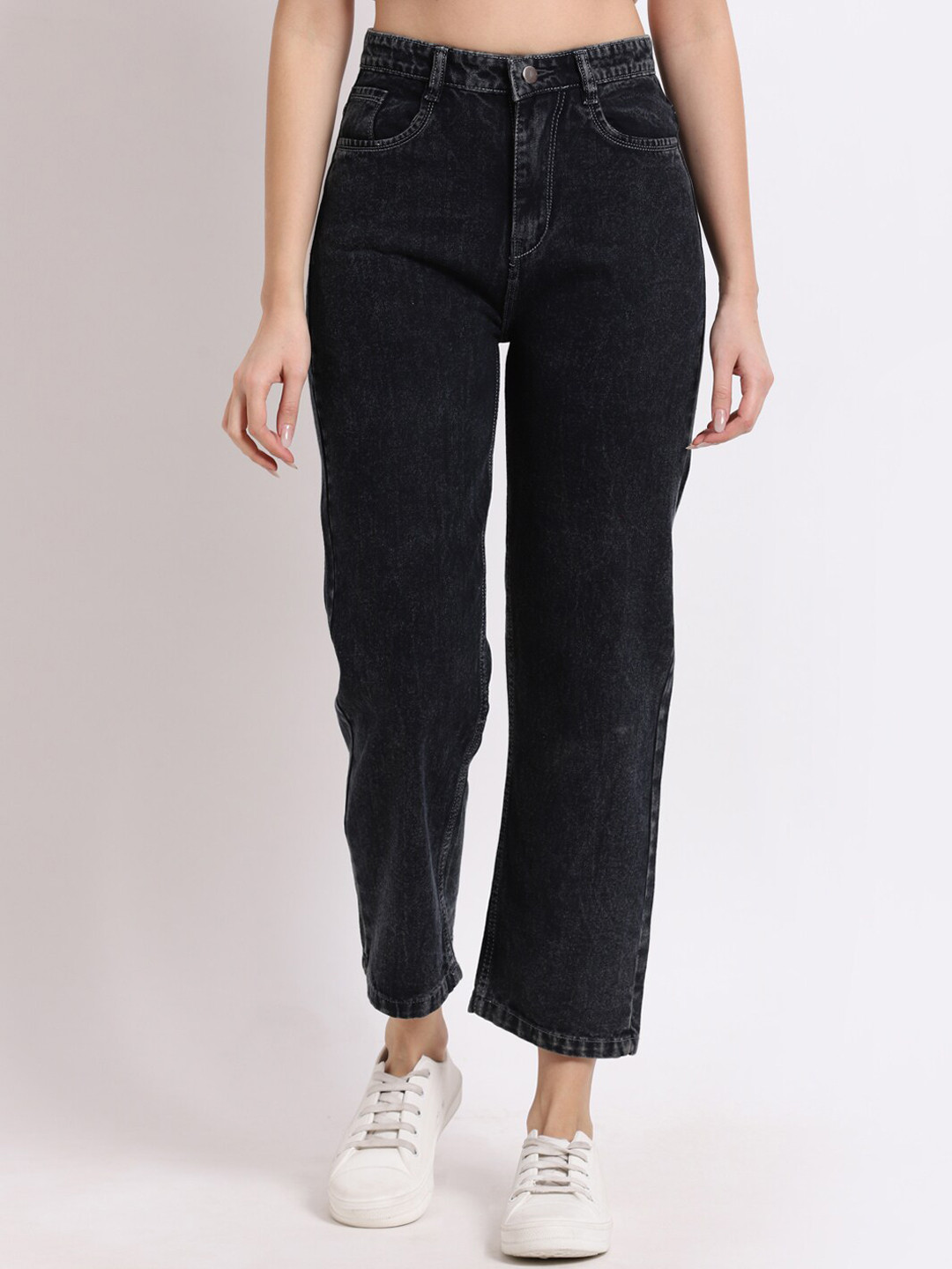 

HERE&NOW Women Flared Stretchable Jeans, Black