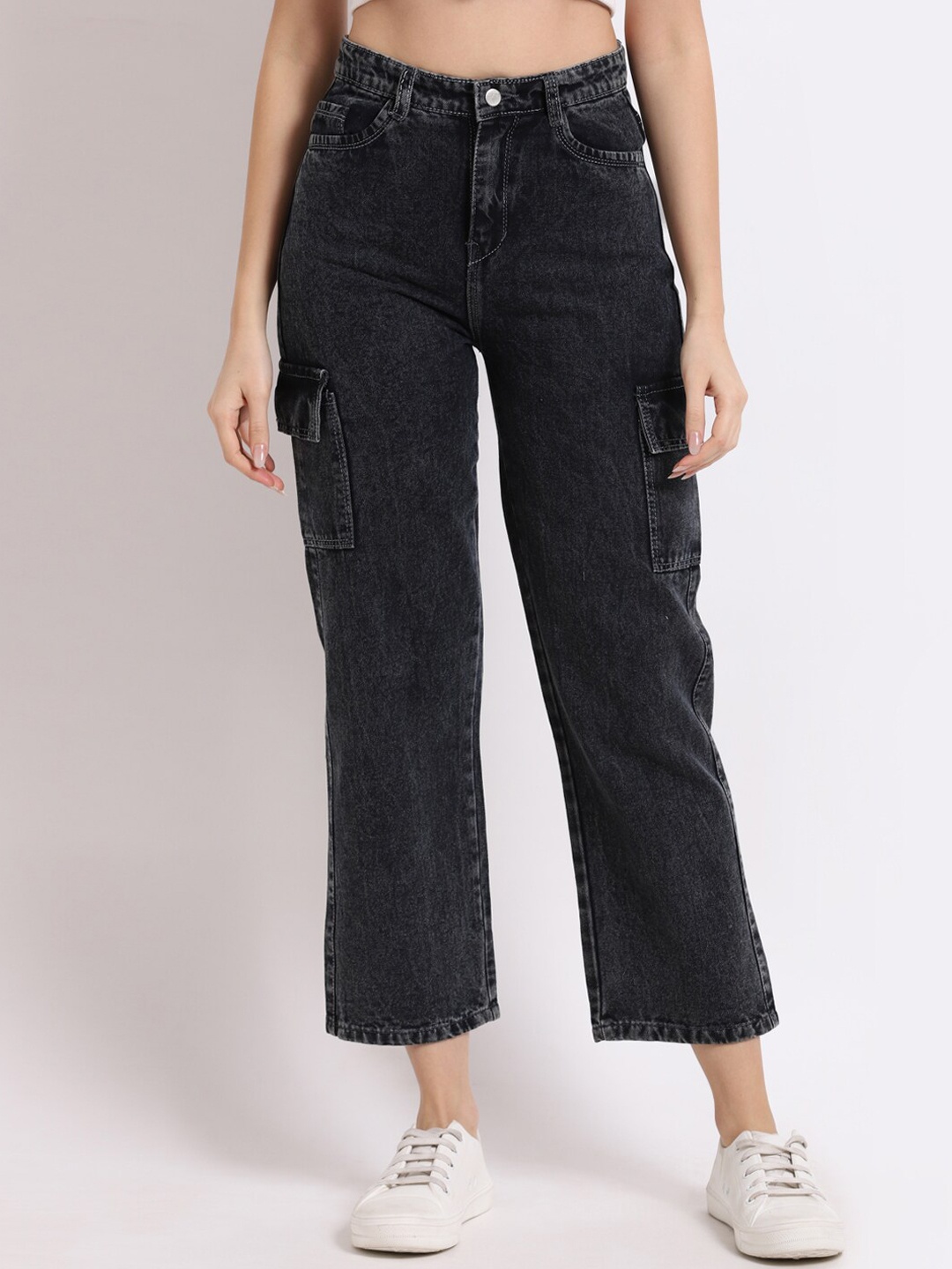 

HERE&NOW Women Flared Stretchable Jeans, Black