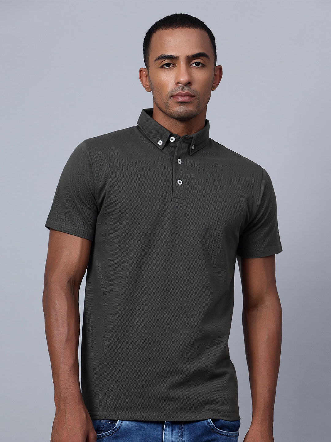 

Hencemade Polo Collar Cotton Slim Fit T-shirt, Olive
