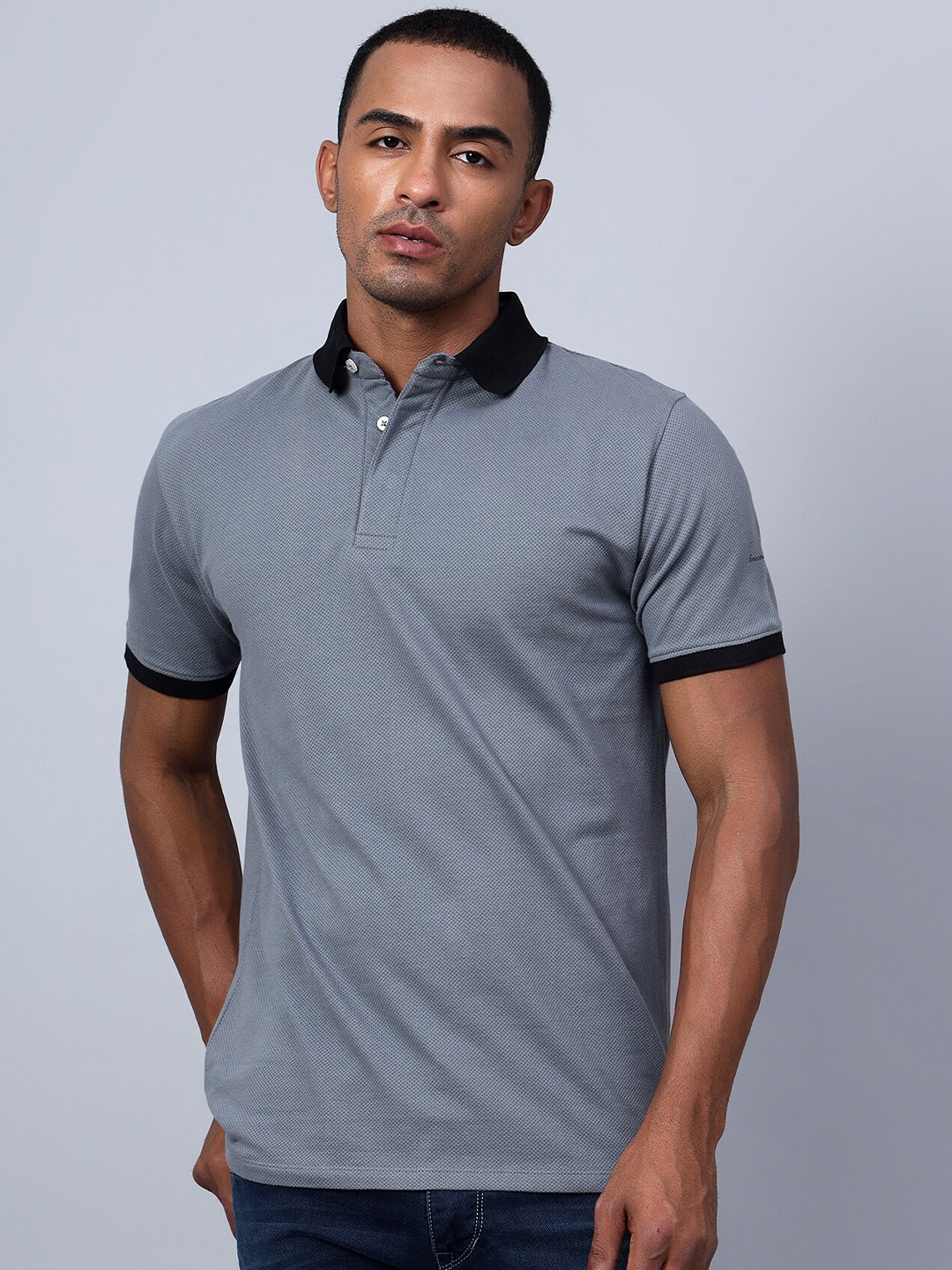 

Hencemade Polo Collar Cotton Slim Fit T-shirt, Grey