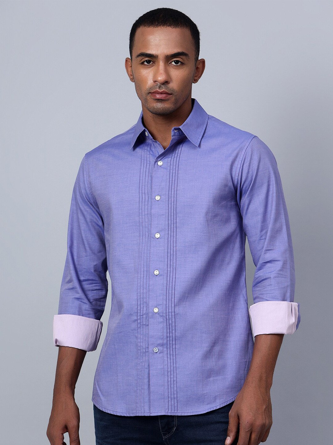 

Hencemade Classic Slim Fit Spread Collar Casual Shirt, Lavender