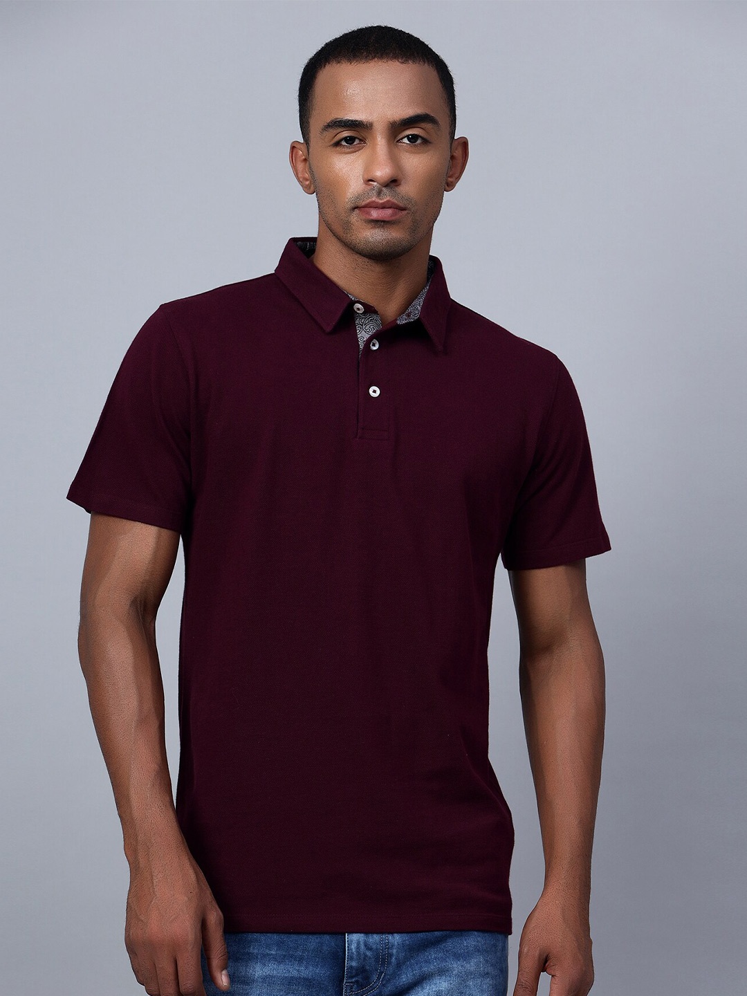 

Hencemade Polo Collar Cotton Slim Fit T-shirt, Maroon