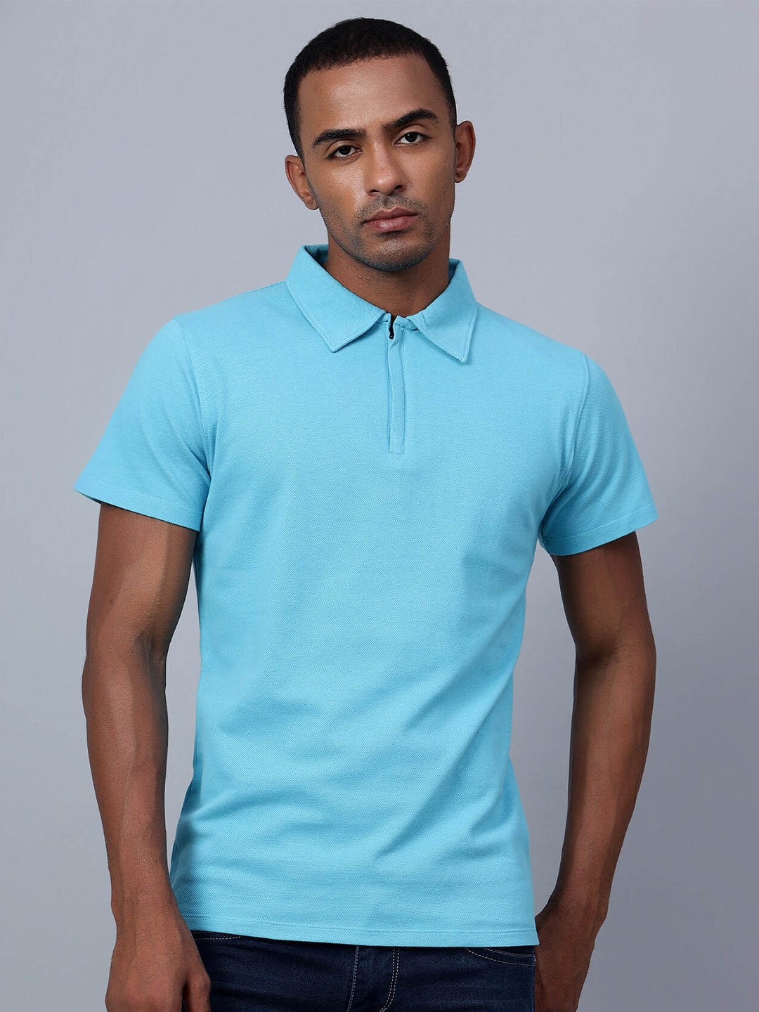 

Hencemade Polo Collar Cotton Slim Fit T-shirt, Blue