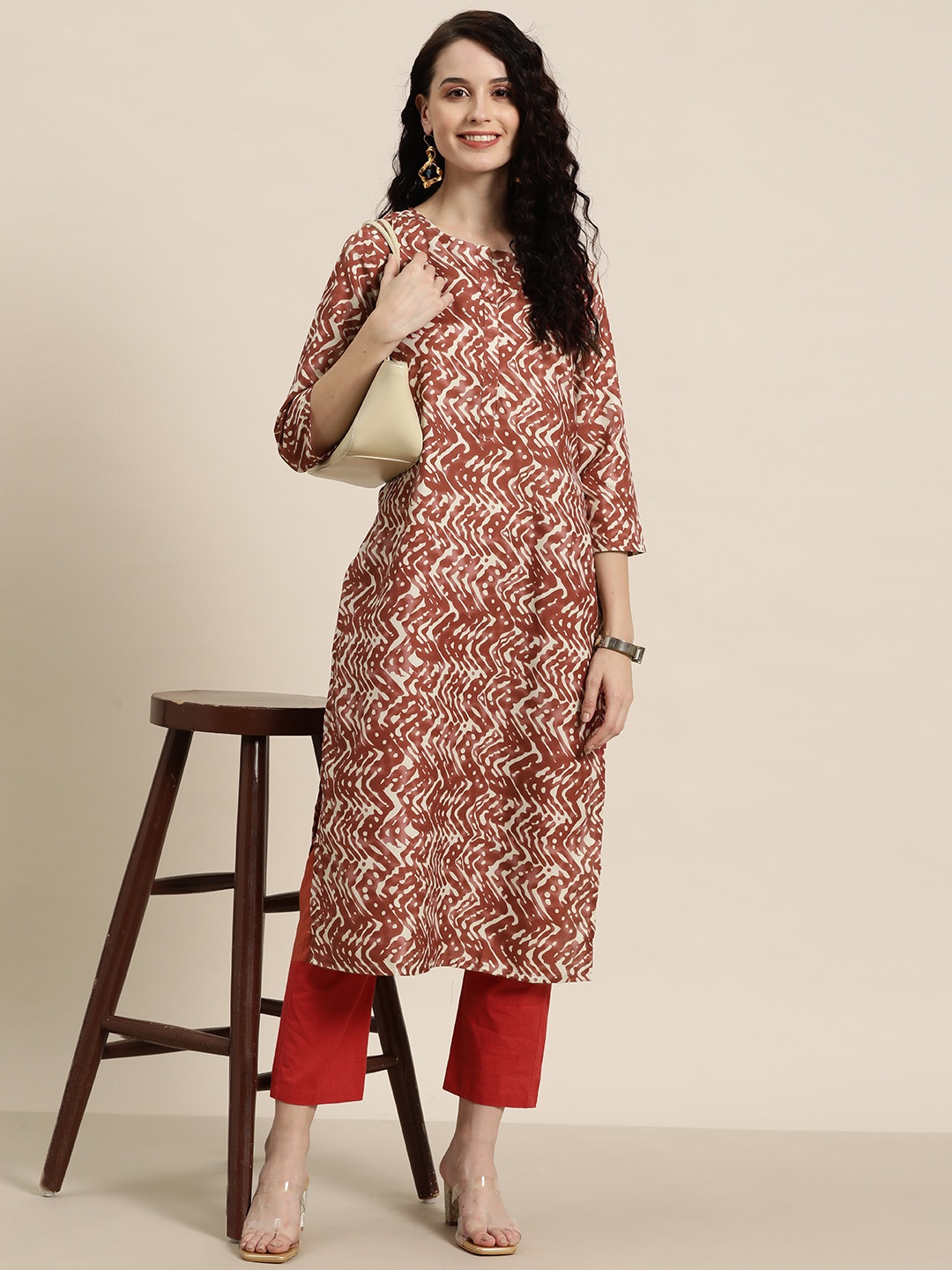 

HERE&NOW Abstract Printed Kurta, Red