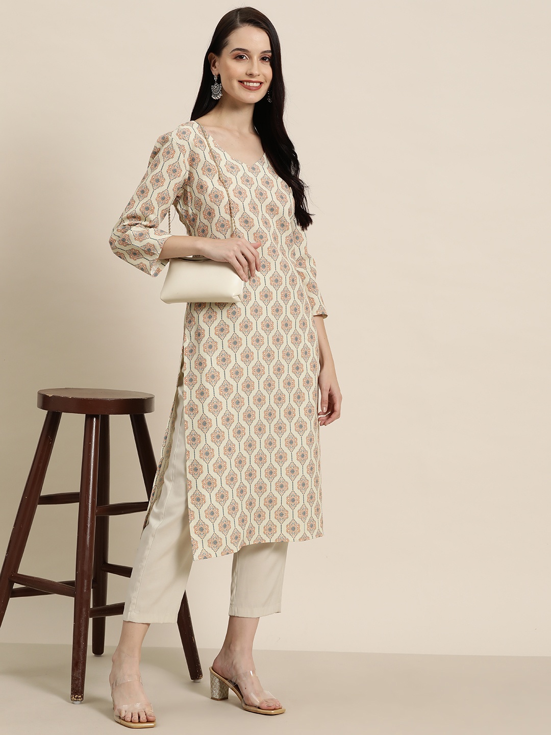 

HERE&NOW Ethnic Motifs Printed Dobby Kurta, Multi