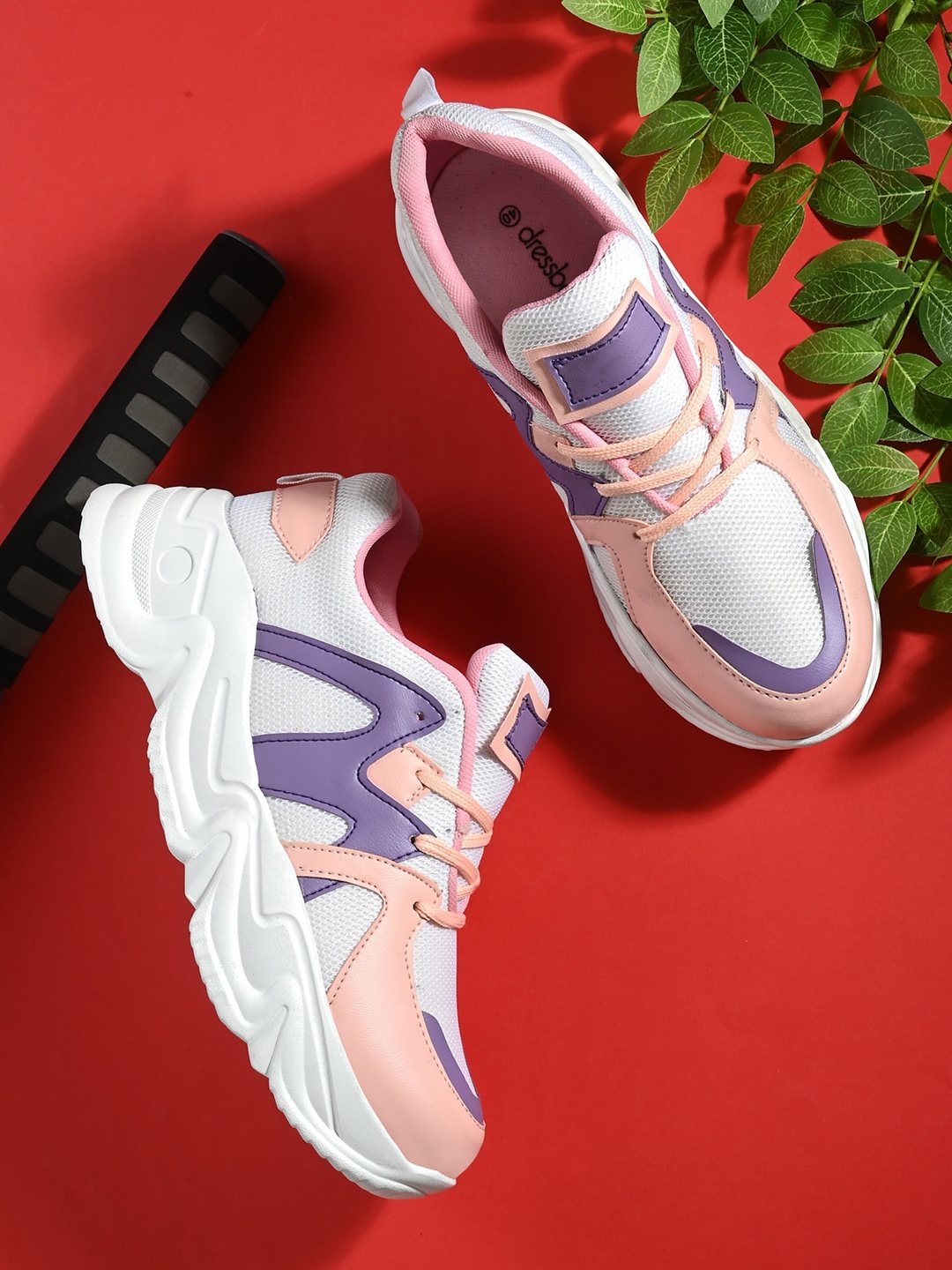 

DressBerry Women White And Pink Colourblocked Sneakers