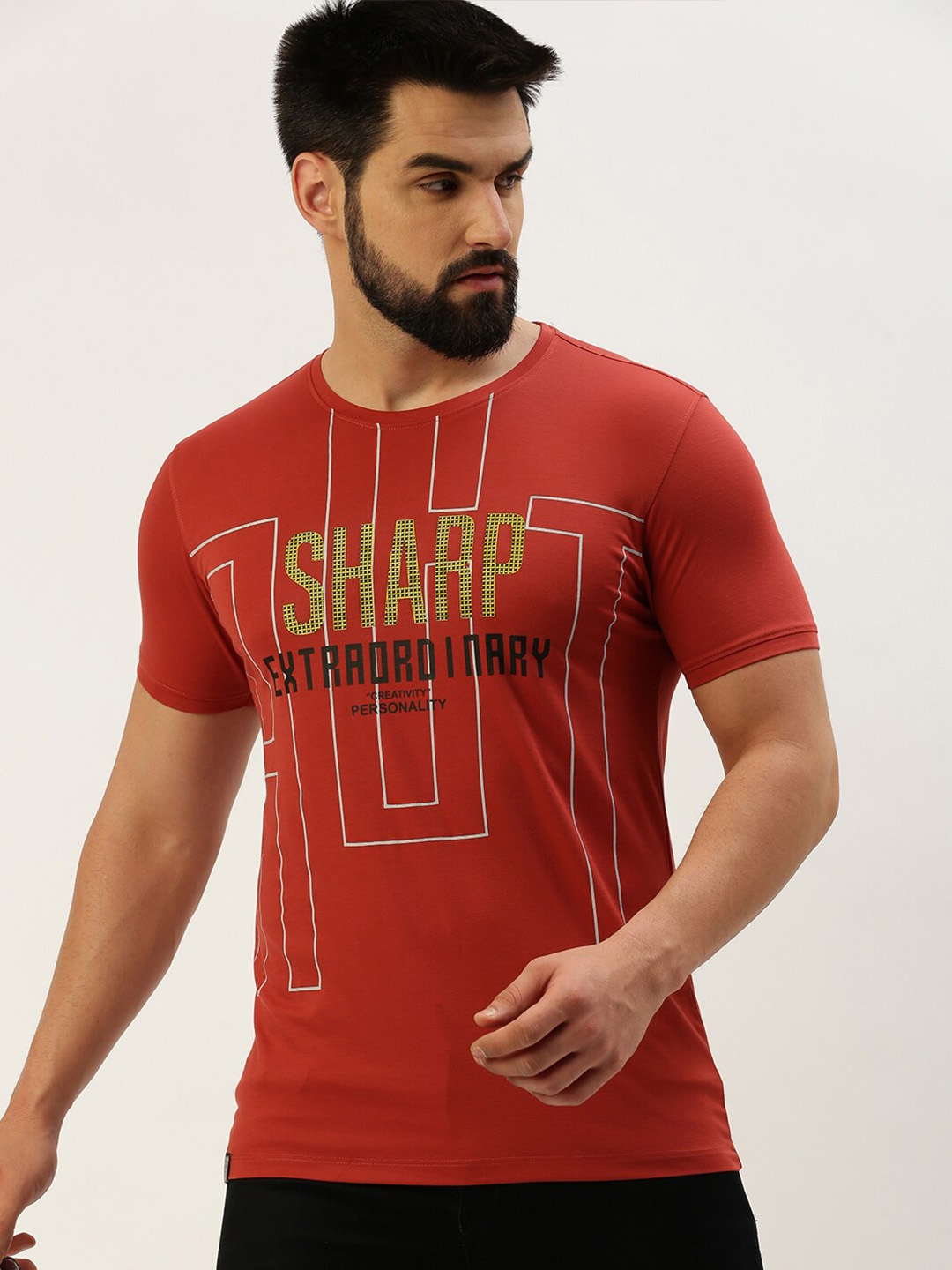 

SHOWOFF Typography Printed Slim Fit T-shirt, Rust