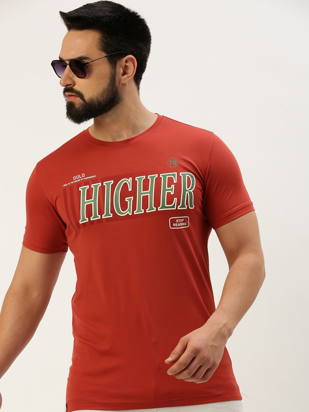 

SHOWOFF Typography Printed Slim Fit T-shirt, Rust